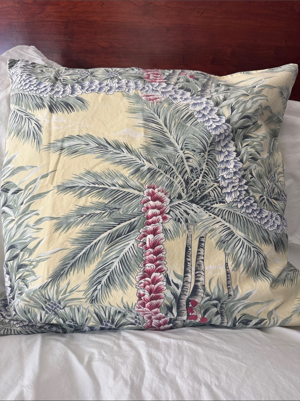Tommy Bahama set of 3 Decorative Tropical Palm Euro sham cover in Yellow.